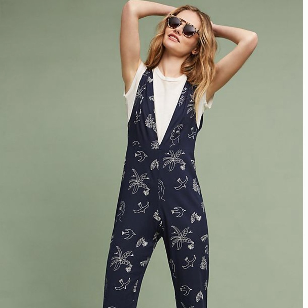 Anthropologie Blue Motif Jumpsuit